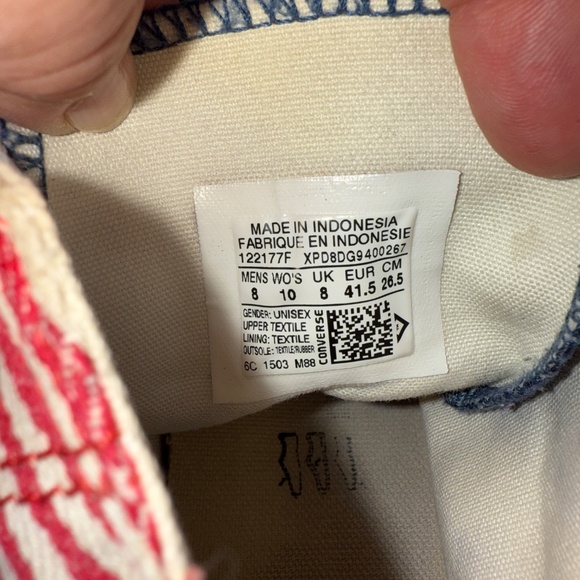 Converse High Top Chuck Taylor All American Stars and Stripes Men's 8 Women's 10 - Picture 6 of 12